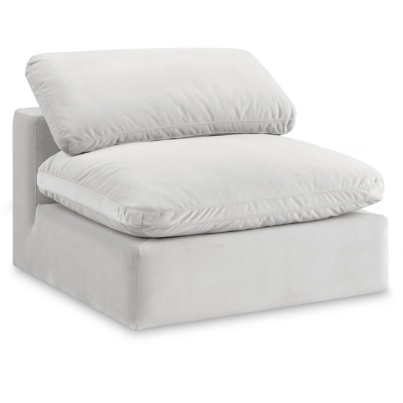 Meridian Comfy Cream Velvet Modular Armless Chair IMAGE 1