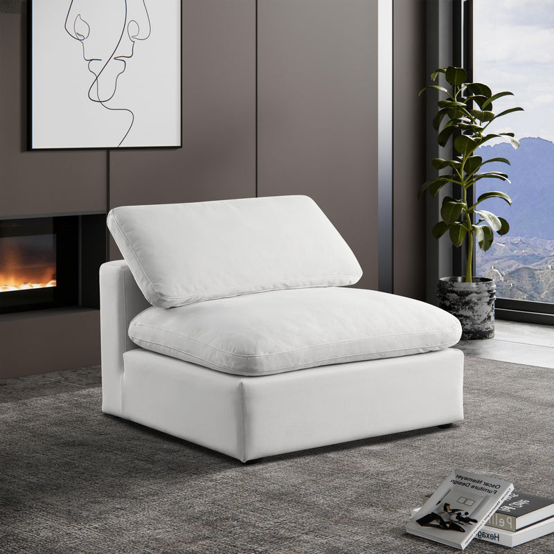Meridian Comfy Cream Velvet Modular Armless Chair IMAGE 2