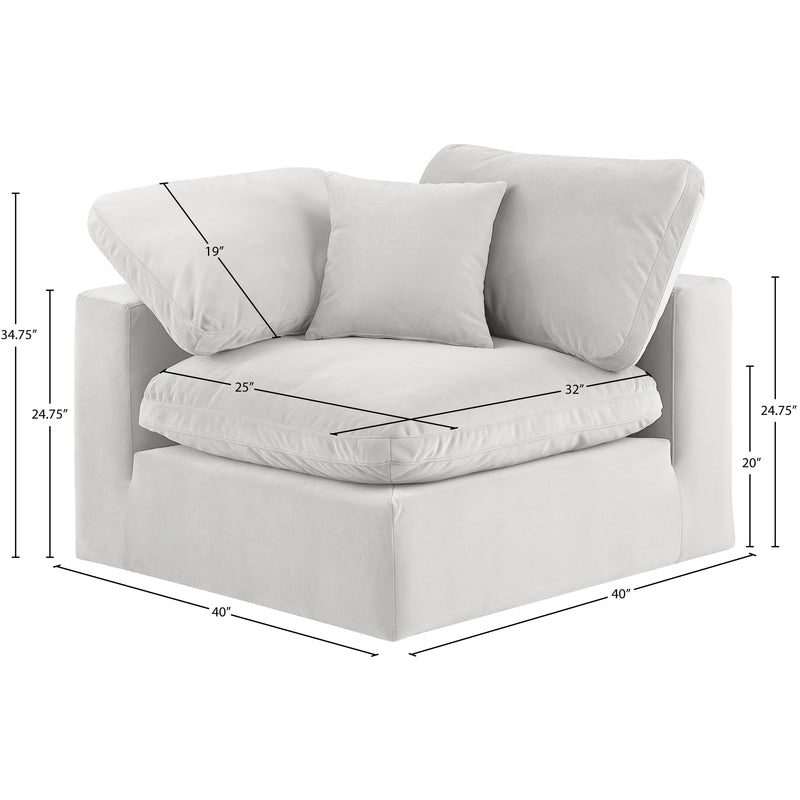 Meridian Comfy Cream Velvet Modular Corner Chair IMAGE 12