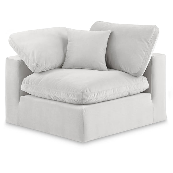 Meridian Comfy Cream Velvet Modular Corner Chair IMAGE 1