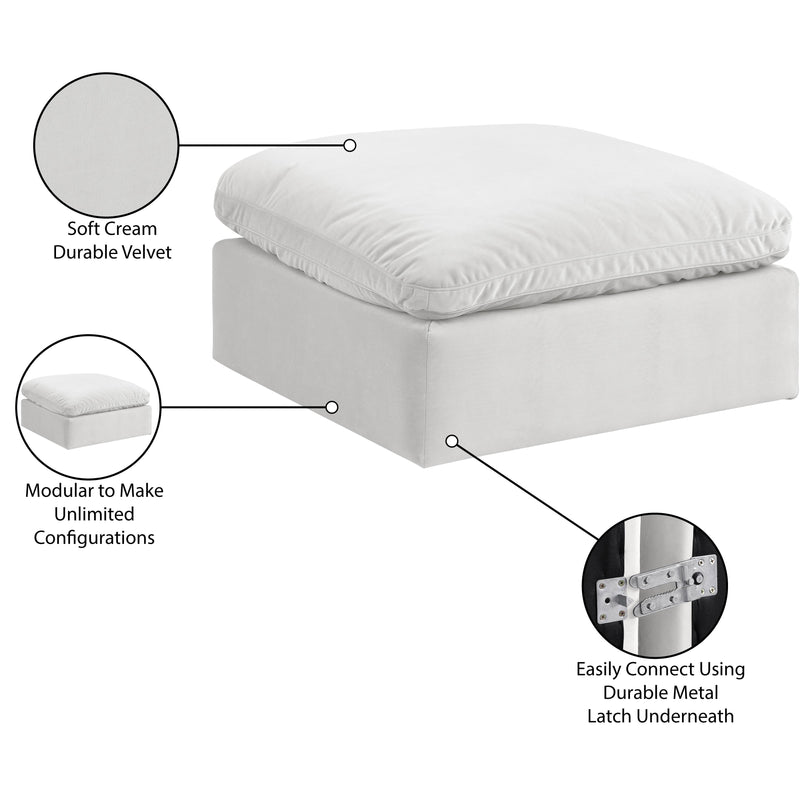 Meridian Comfy Cream Velvet Modular Ottoman IMAGE 6