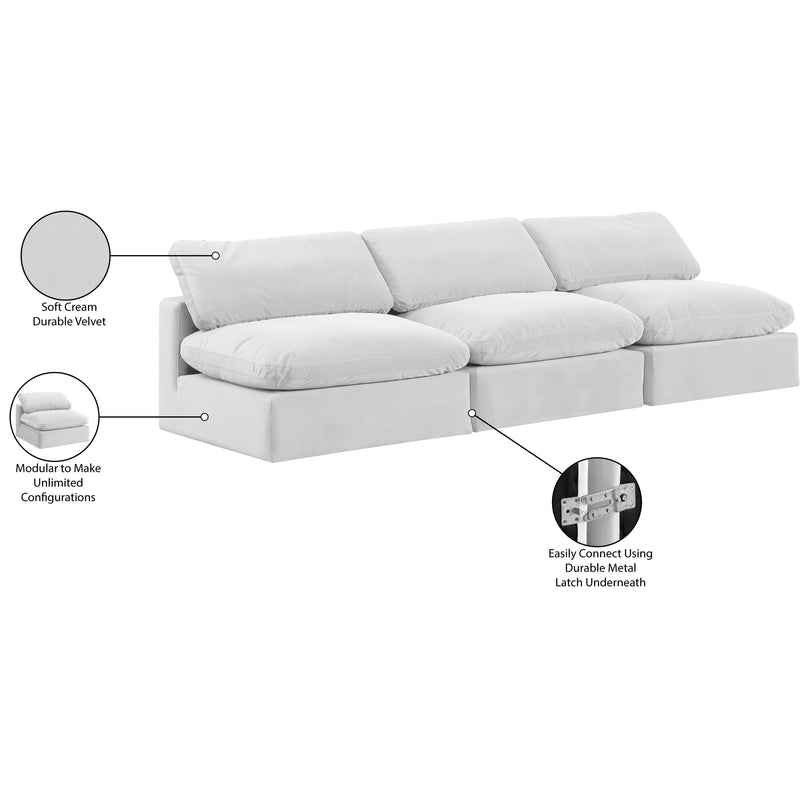 Meridian Comfy Cream Velvet Modular Sofa IMAGE 10