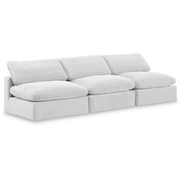 Meridian Comfy Cream Velvet Modular Sofa IMAGE 1