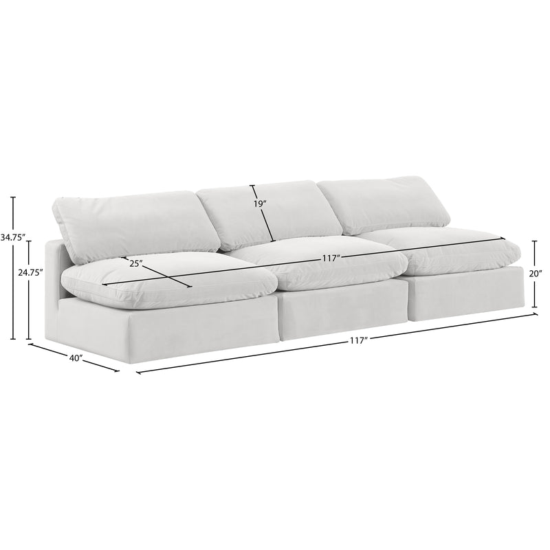 Meridian Comfy Cream Velvet Modular Sofa IMAGE 9