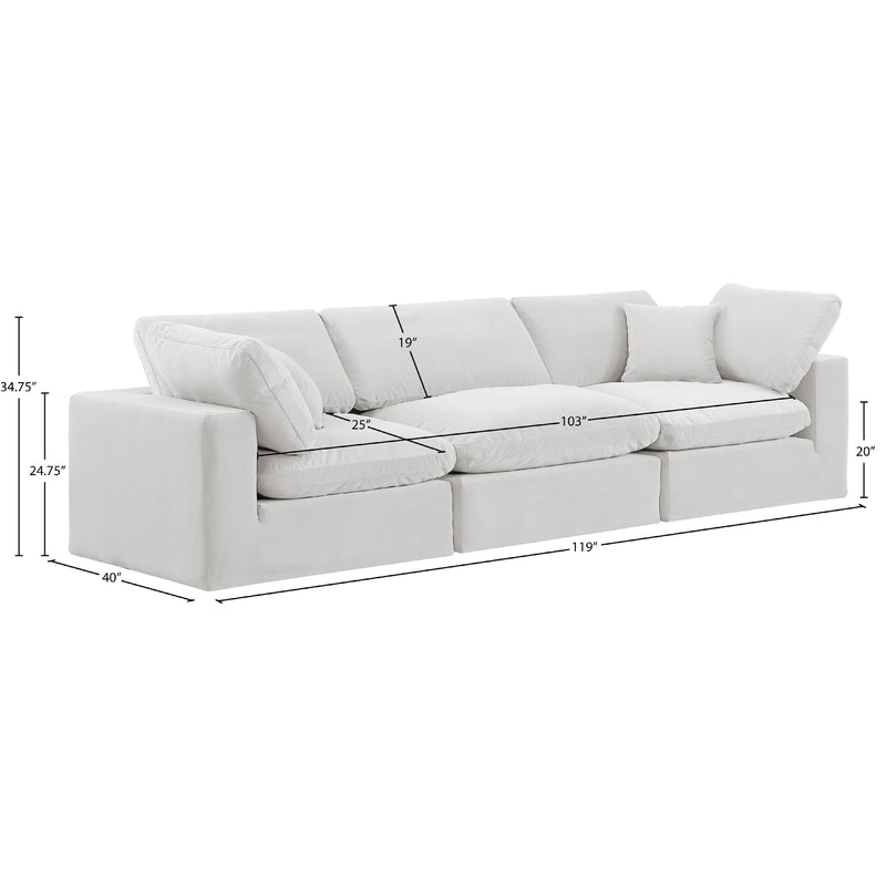 Meridian Comfy Cream Velvet Modular Sofa IMAGE 10