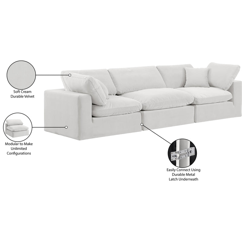 Meridian Comfy Cream Velvet Modular Sofa IMAGE 11