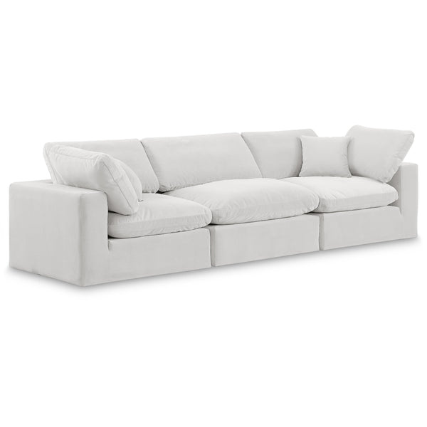 Meridian Comfy Cream Velvet Modular Sofa IMAGE 1