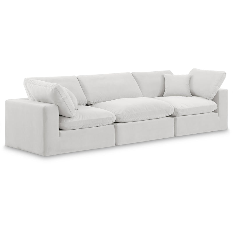 Meridian Comfy Cream Velvet Modular Sofa IMAGE 1