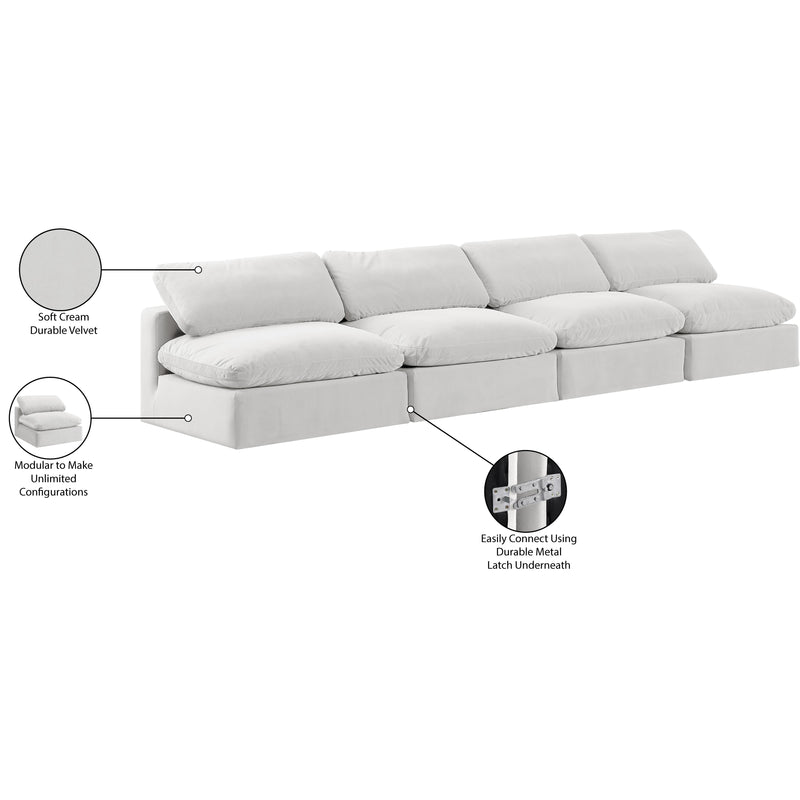 Meridian Comfy Cream Velvet Modular Sofa IMAGE 10