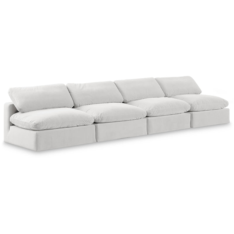 Meridian Comfy Cream Velvet Modular Sofa IMAGE 1