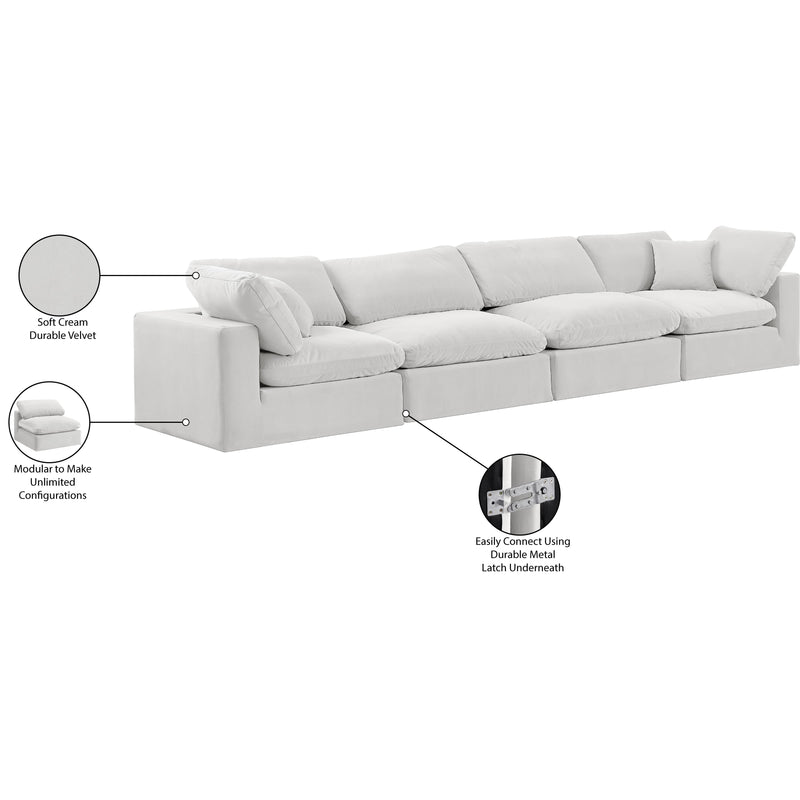 Meridian Comfy Cream Velvet Modular Sofa IMAGE 11
