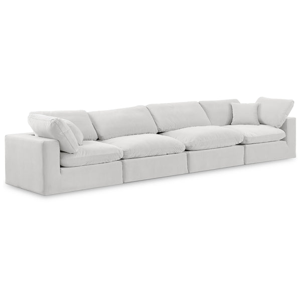 Meridian Comfy Cream Velvet Modular Sofa IMAGE 1