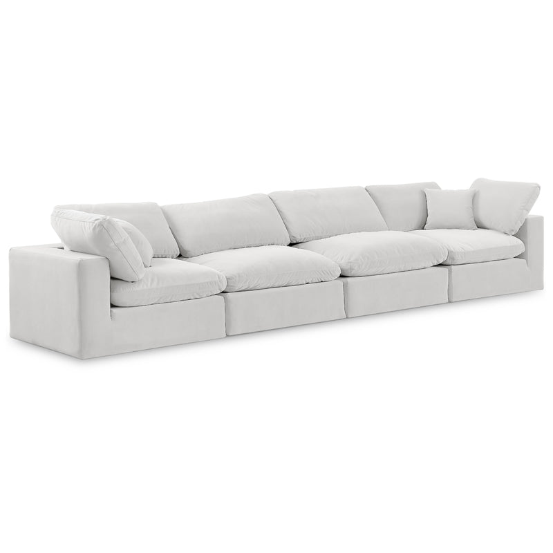 Meridian Comfy Cream Velvet Modular Sofa IMAGE 1