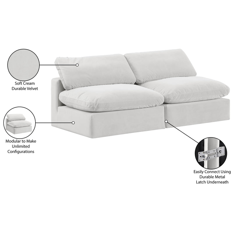 Meridian Comfy Cream Velvet Modular Sofa IMAGE 10