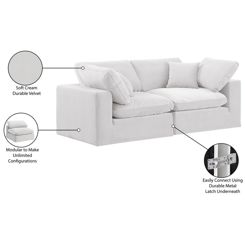 Meridian Comfy Cream Velvet Modular Sofa IMAGE 11
