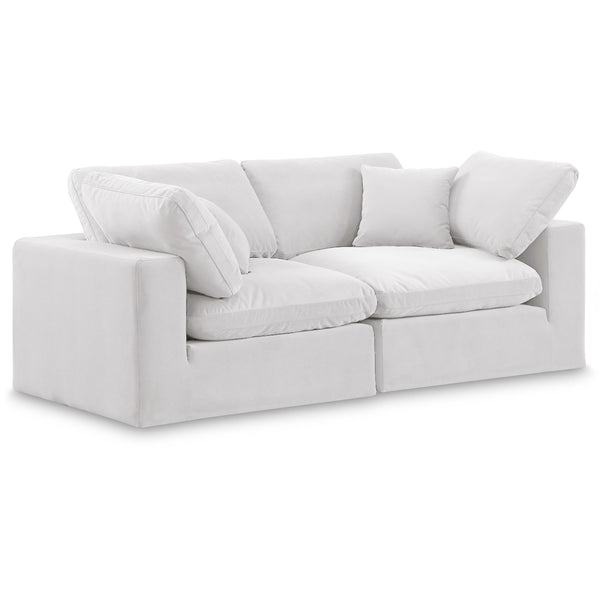 Meridian Comfy Cream Velvet Modular Sofa IMAGE 1