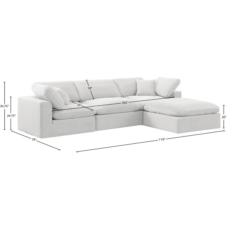 Meridian Comfy Cream Velvet Modular Sectional IMAGE 15