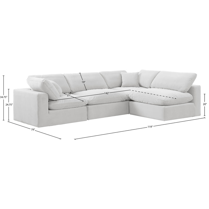 Meridian Comfy Cream Velvet Modular Sectional IMAGE 15