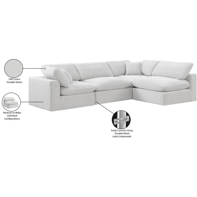 Meridian Comfy Cream Velvet Modular Sectional IMAGE 16