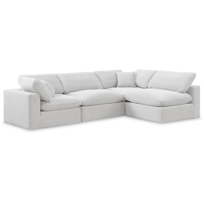 Meridian Comfy Cream Velvet Modular Sectional IMAGE 1