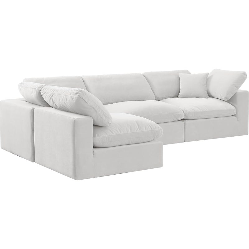 Meridian Comfy Cream Velvet Modular Sectional IMAGE 2