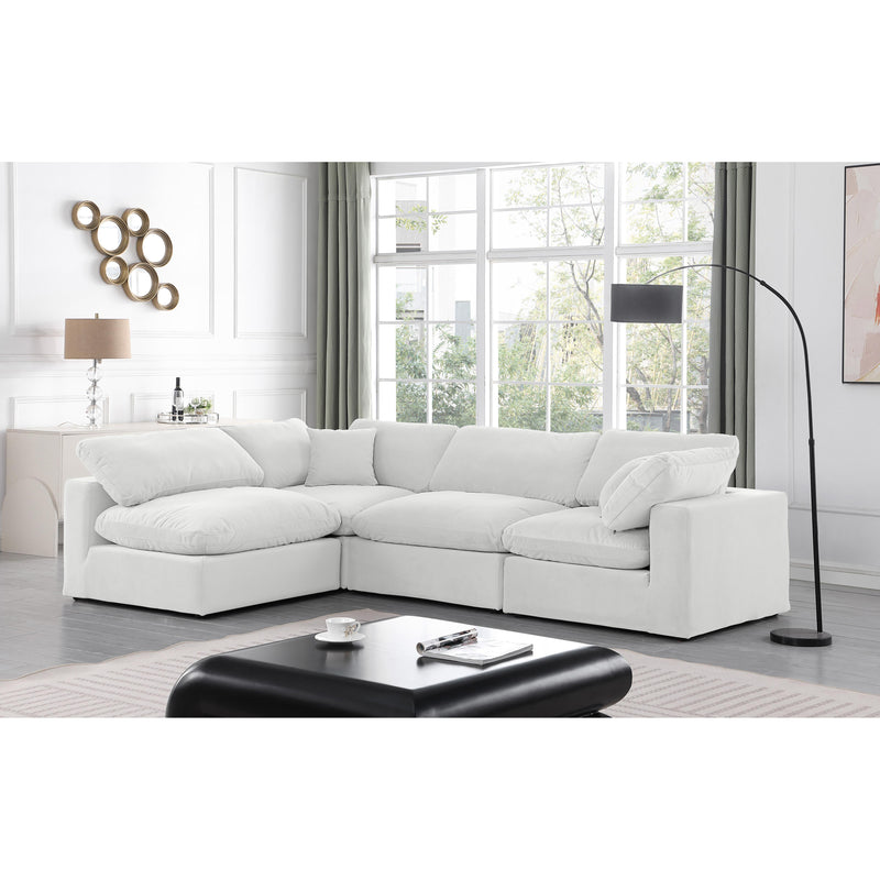 Meridian Comfy Cream Velvet Modular Sectional IMAGE 3