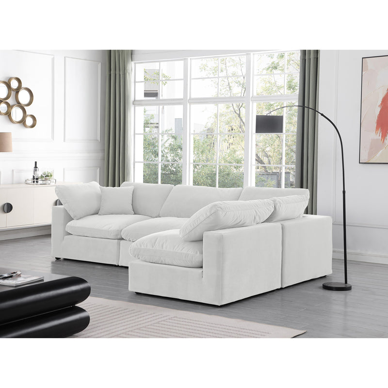 Meridian Comfy Cream Velvet Modular Sectional IMAGE 4