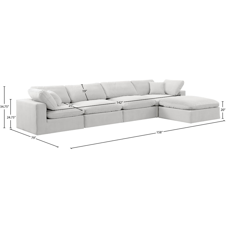 Meridian Comfy Cream Velvet Modular Sectional IMAGE 15