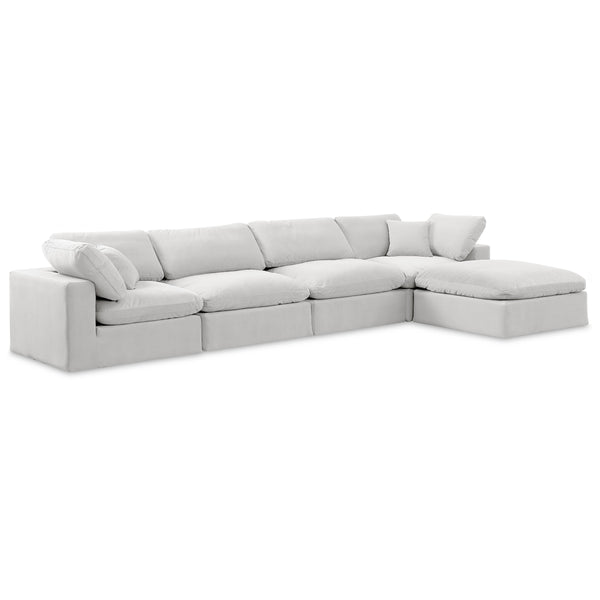 Meridian Comfy Cream Velvet Modular Sectional IMAGE 1