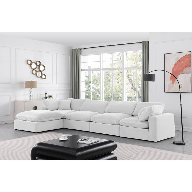 Meridian Comfy Cream Velvet Modular Sectional IMAGE 3
