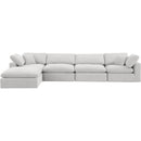Meridian Comfy Cream Velvet Modular Sectional IMAGE 7