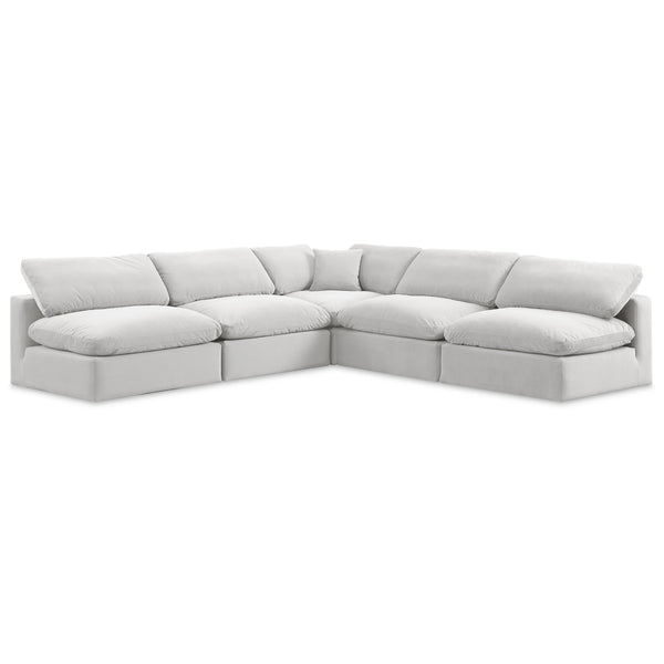 Meridian Comfy Cream Velvet Modular Sectional IMAGE 1