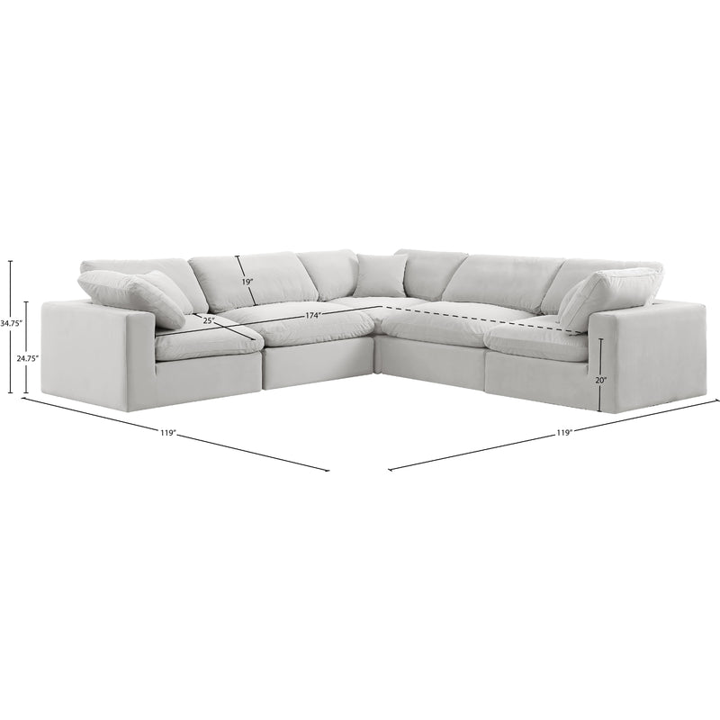 Meridian Comfy Cream Velvet Modular Sectional IMAGE 10
