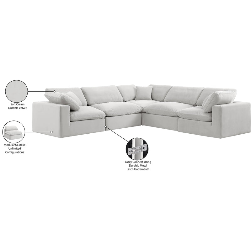 Meridian Comfy Cream Velvet Modular Sectional IMAGE 11