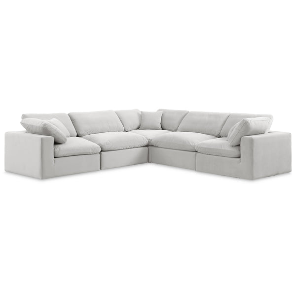 Meridian Comfy Cream Velvet Modular Sectional IMAGE 1