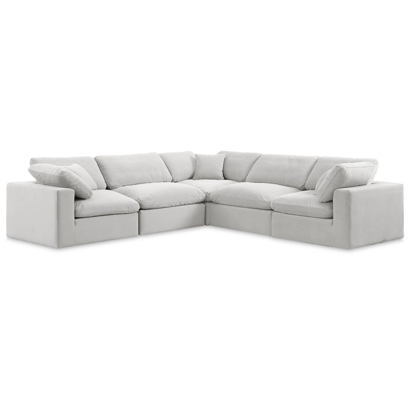 Meridian Comfy Cream Velvet Modular Sectional IMAGE 1