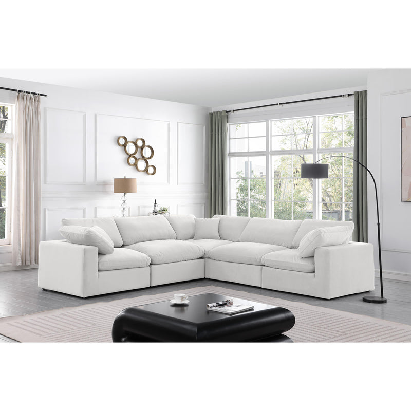 Meridian Comfy Cream Velvet Modular Sectional IMAGE 2