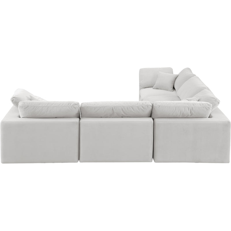 Meridian Comfy Cream Velvet Modular Sectional IMAGE 4