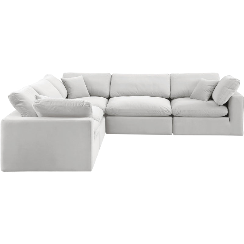 Meridian Comfy Cream Velvet Modular Sectional IMAGE 5