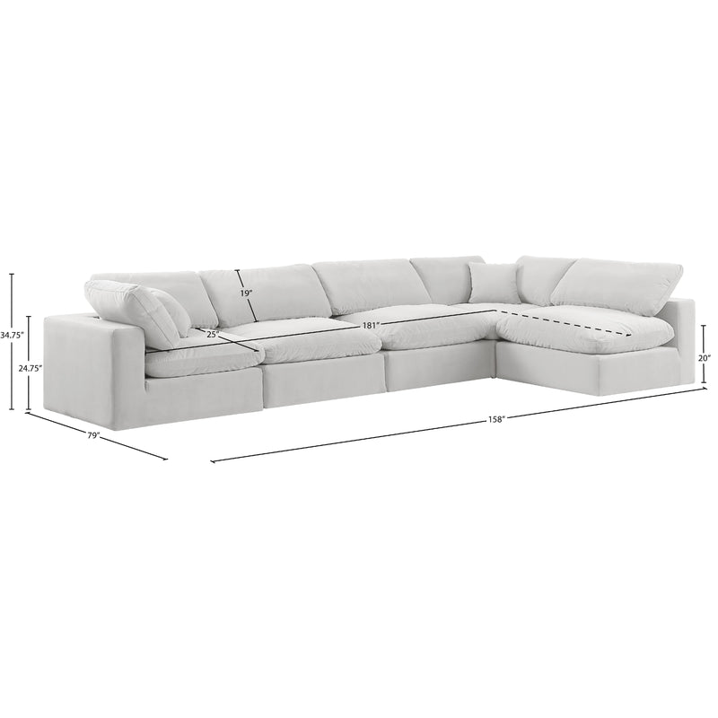 Meridian Comfy Cream Velvet Modular Sectional IMAGE 15
