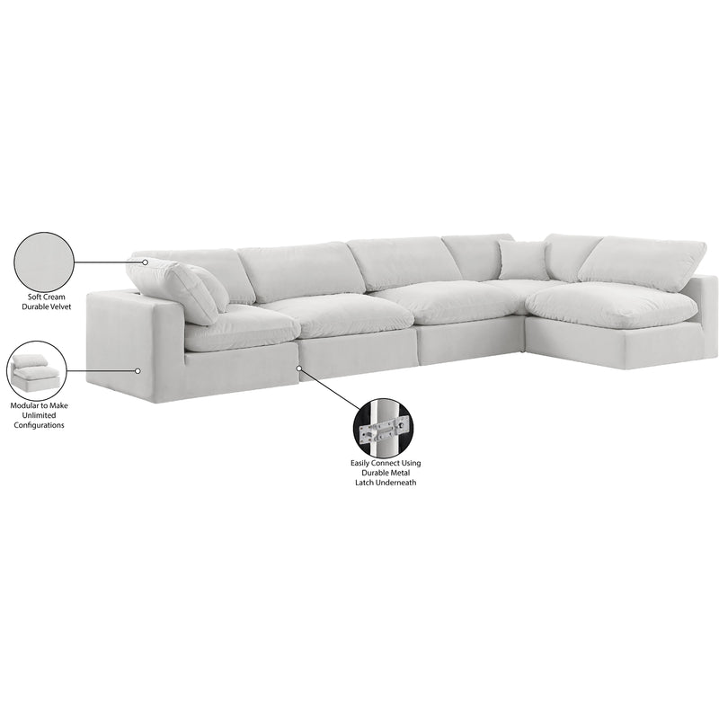 Meridian Comfy Cream Velvet Modular Sectional IMAGE 16