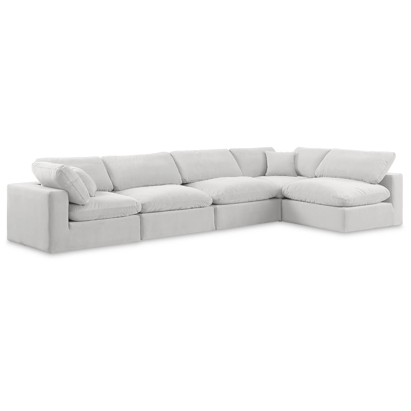 Meridian Comfy Cream Velvet Modular Sectional IMAGE 1