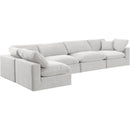 Meridian Comfy Cream Velvet Modular Sectional IMAGE 2