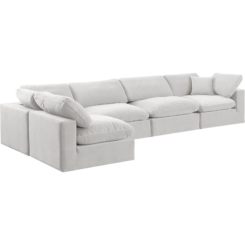 Meridian Comfy Cream Velvet Modular Sectional IMAGE 2