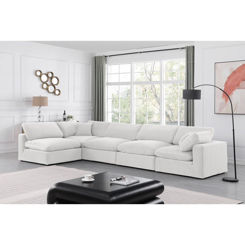 Meridian Comfy Cream Velvet Modular Sectional IMAGE 3