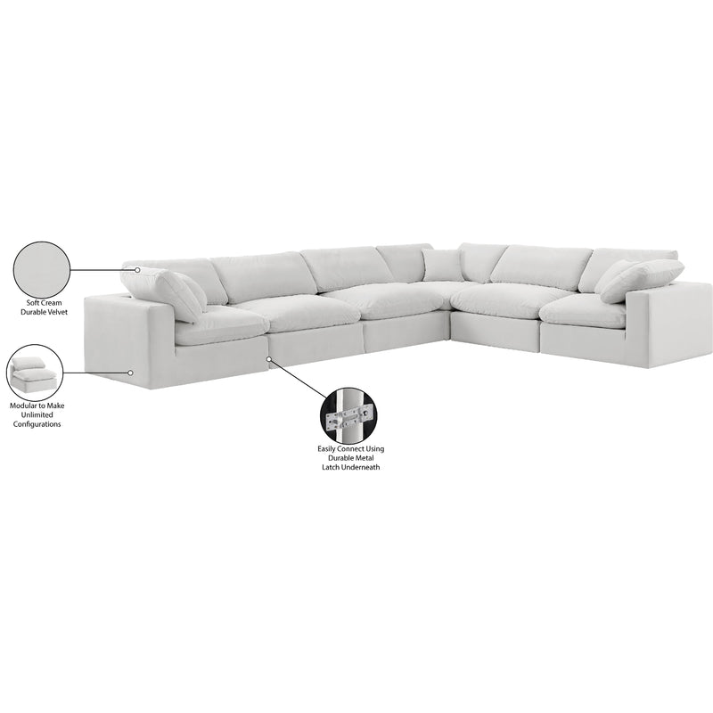 Meridian Comfy Cream Velvet Modular Sectional IMAGE 11