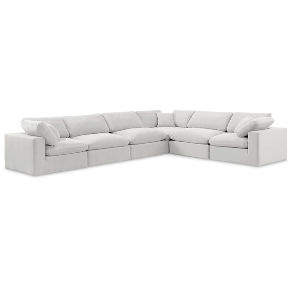 Meridian Comfy Cream Velvet Modular Sectional IMAGE 1
