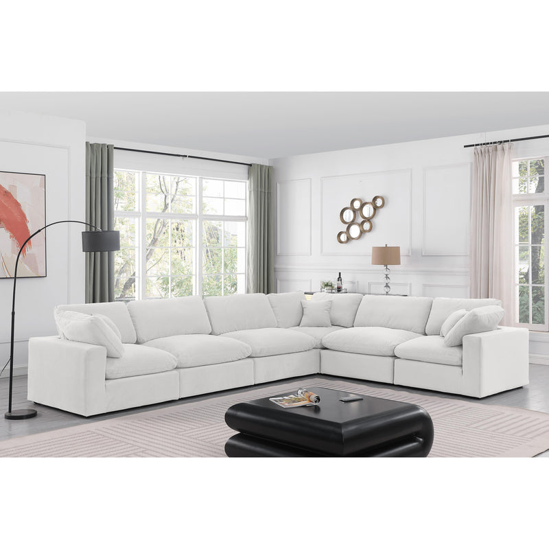 Meridian Comfy Cream Velvet Modular Sectional IMAGE 2