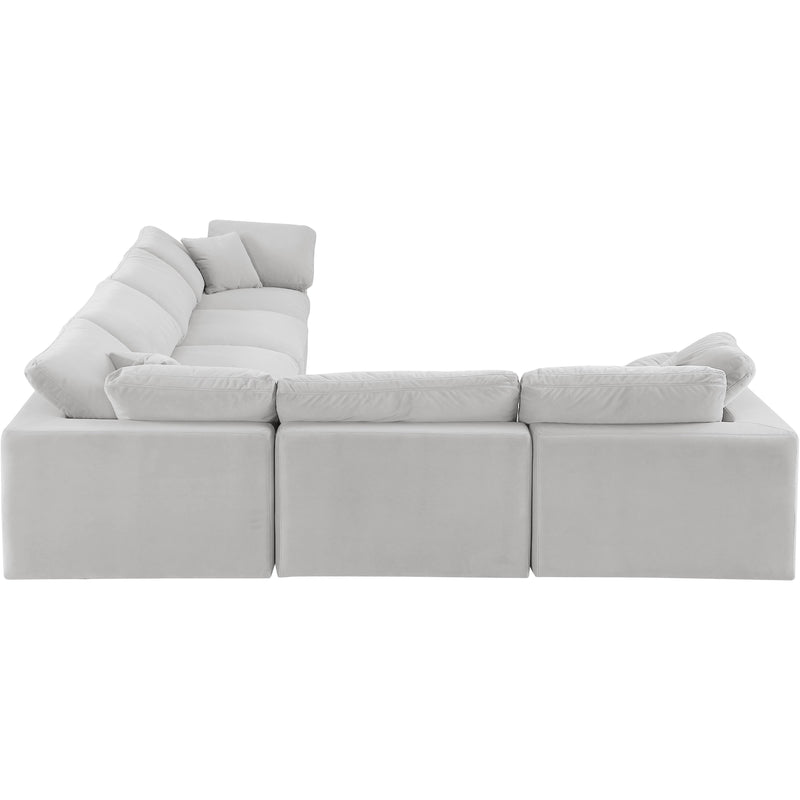 Meridian Comfy Cream Velvet Modular Sectional IMAGE 4