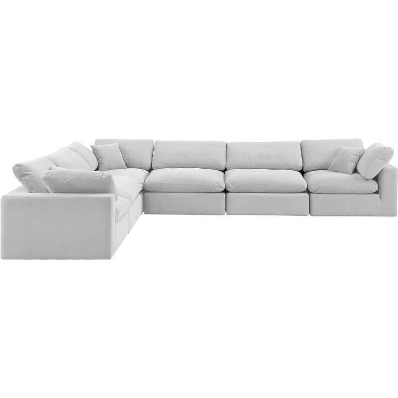 Meridian Comfy Cream Velvet Modular Sectional IMAGE 5
